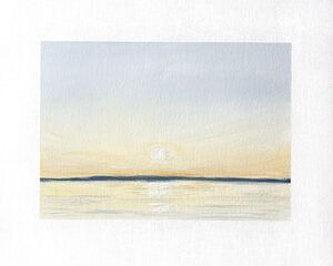 8x10 Original Oil Landscape Painting Seascape Sunset Sky Calm Coastal Art Signed